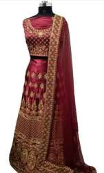 Maroon color Ultra Satin Wedding Lehenga Choli