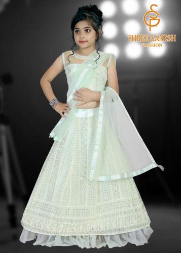 SGF Kids  Party Wear Pista  Net Lehenga Choli -612 by Shree Ganesh Fashion