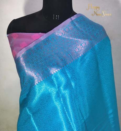 New Arrival Firozi Banarsi Brocade Silk Saree