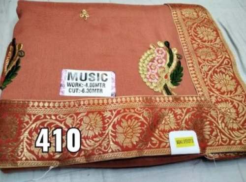 Brown Party Wear Embroidery Saree For Women