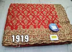 New Collection Red Embroidery Fancy Saree