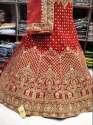 Red Velvet Semi Stitch Embroidery Lehenga Choli 