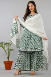 New Collection Pure Cotton Kurti Dupatta Pant Set