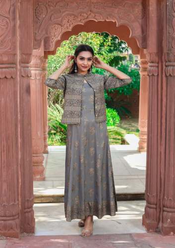 COLOR COST KURTI WITH JACKET  by TOKYO TEXTILES