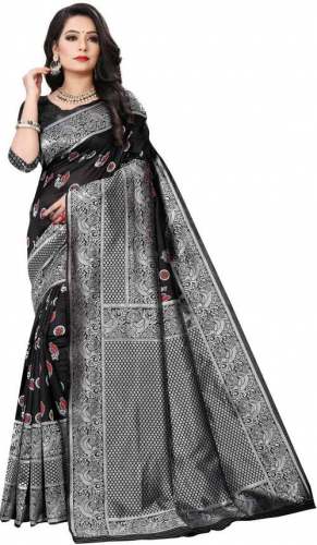 Woven Banarasi Art Silk Saree  (Black)