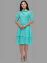 Aqua blue georgette party wear western dress