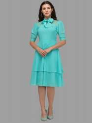 Aqua blue georgette party wear western dress
