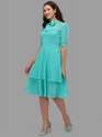 Aqua blue georgette party wear western dress thumb 2