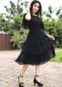 black color flutter sleeves bodycon dress thumb 1