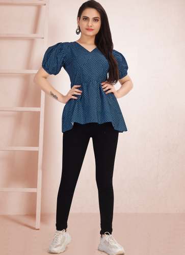 Blue color designer top