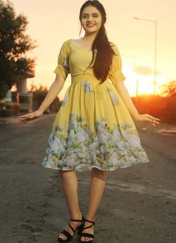 desiner cartoon print midi dress