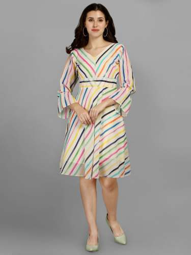 Fabric multi color designer one piece dress
