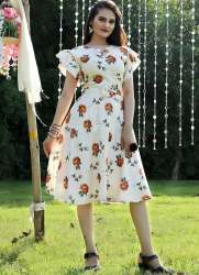Fancy Flower Print One Piece Dress 