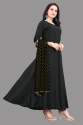 French Crape Silk black Gown with dupatta thumb 1