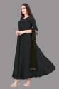 French Crape Silk black Gown with dupatta thumb 2