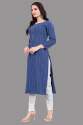 Blue cotton kurti thumb 2