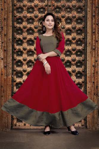 Georgette magnetic red color maxi dress