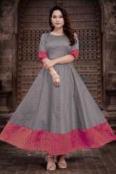 Grey color taffeta silk one piece dress