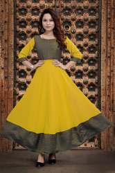 Jaquard mustard color maxi dress