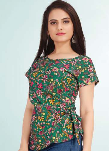 Multi color slub rayon top