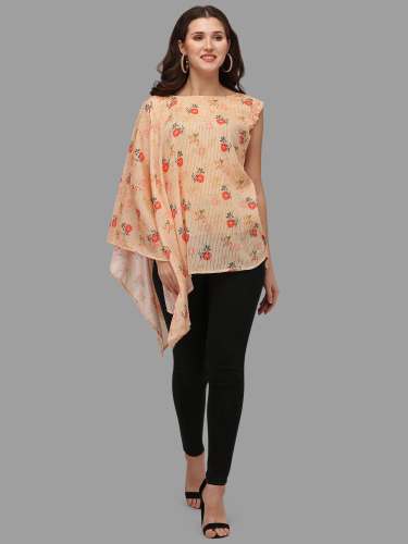 peach  color embroidery designer top