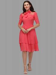 Pink fabirc party wear western dress