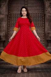 Red color taffeta silk one piece