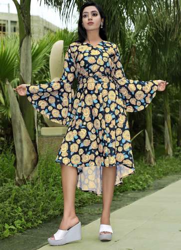 heavy floral print fancy sleeve drees