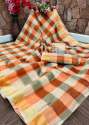 Checks Printed Art Silk Saree thumb 4