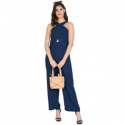 Halter Neck Full Leg Blue Jumpsuit