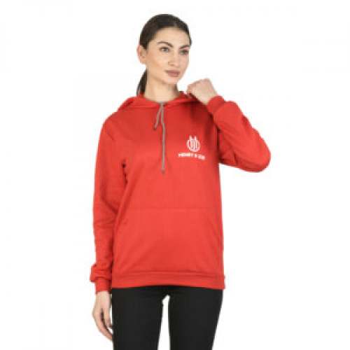 Plain Red Ladies Hoodie Sweatshirt  by HENRY ZOE