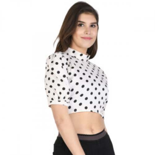 Polka Dot Peplum Crop Top  by HENRY ZOE