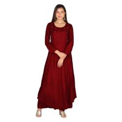 Elegant maroon Anarkali Silk Kurti With palazzo 