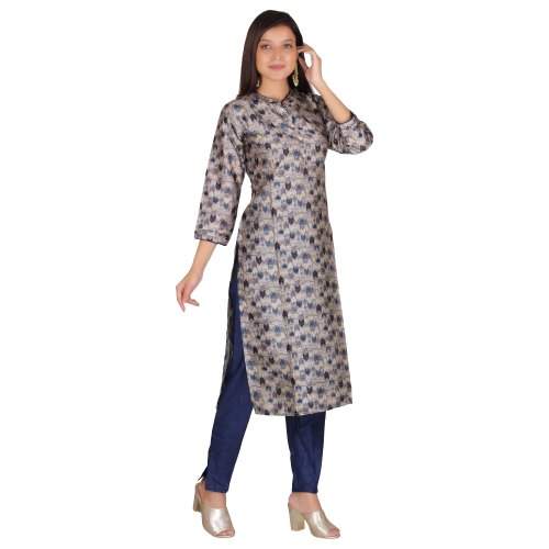 Printed Silk Kurti With Cotton Pant Set by Fiyona Fashion Hub