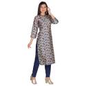 Printed Silk Kurti With Cotton Pant Set