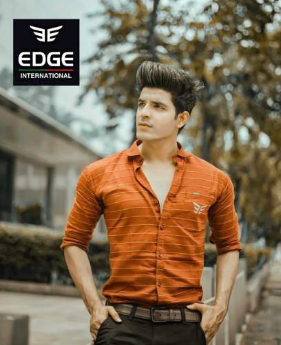 Mens Orange Striped Shirt by Edge international