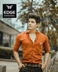 Mens Orange Striped Shirt