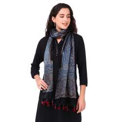 Fancy Block Printed Silk Stole