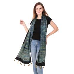 Mashru Silk Block Printed Stole From Kutch