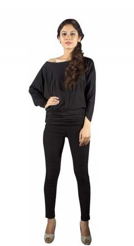 Black Lycra Off Shoulder Top 