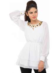 Fancy Neck Long Sleeve Top