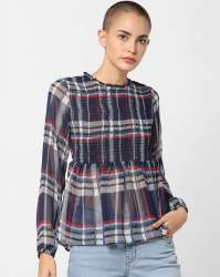 Best woven Checks printed top