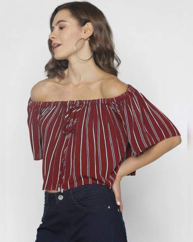 Maroon Off Shoulder Top 