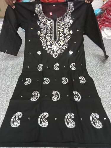 Hand Embroidery Chikan kurti  by ADR Chikan