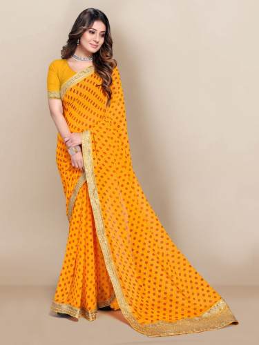Gorgette saree with lace border 