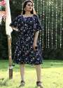 NAVY BLUE DESIGNER GORGETTE FROCK  thumb 1