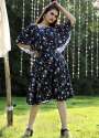 NAVY BLUE DESIGNER GORGETTE FROCK  thumb 2