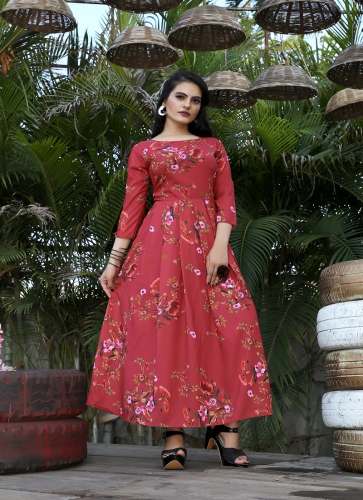 RED FLORAL PRINTED MEXY DRESS  by Midastra Fashion