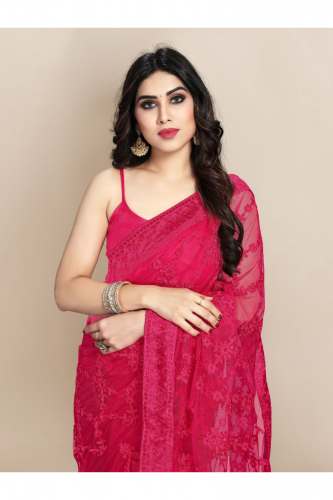 TRANDY NET SAREE WITH ALL OVER EMBROIDERED