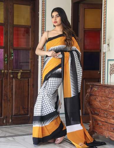 Cotton Sarees With Blouse by Lambufashion